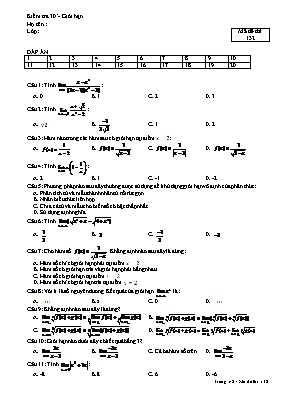 Kiểm tra 30- Giới hạn (Mã đề thi 132)